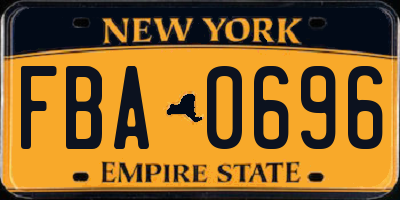 NY license plate FBA0696