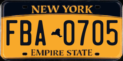 NY license plate FBA0705