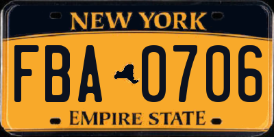 NY license plate FBA0706