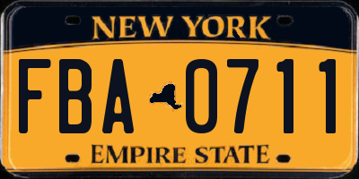 NY license plate FBA0711