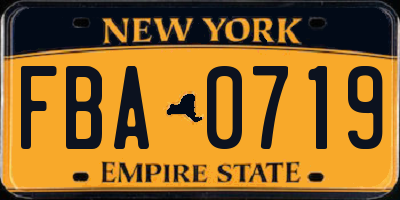 NY license plate FBA0719