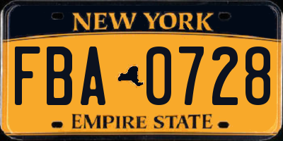 NY license plate FBA0728