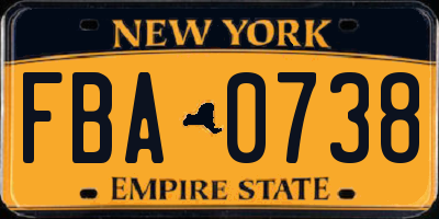NY license plate FBA0738