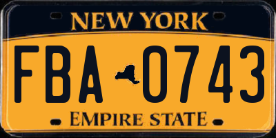 NY license plate FBA0743