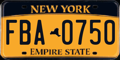 NY license plate FBA0750
