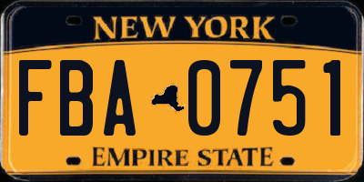 NY license plate FBA0751