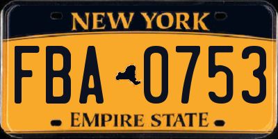 NY license plate FBA0753