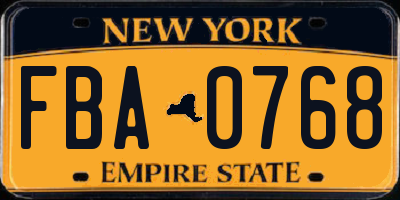 NY license plate FBA0768