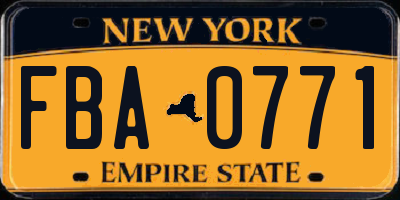 NY license plate FBA0771