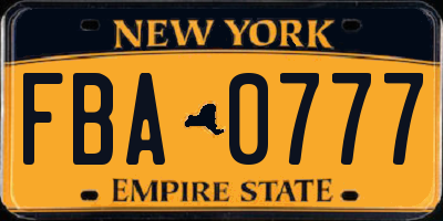 NY license plate FBA0777