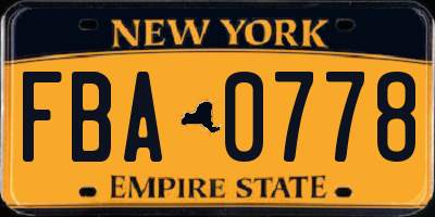 NY license plate FBA0778