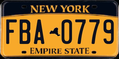 NY license plate FBA0779