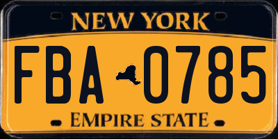 NY license plate FBA0785