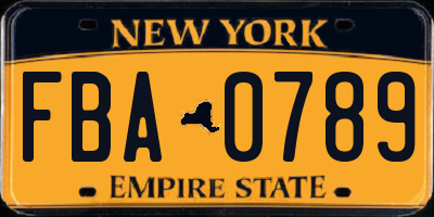 NY license plate FBA0789