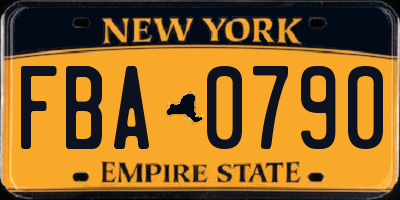 NY license plate FBA0790