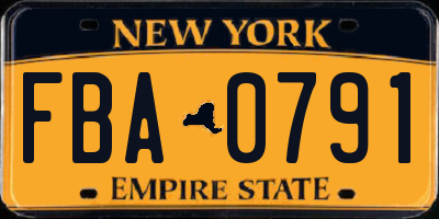 NY license plate FBA0791