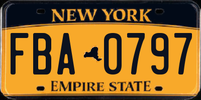 NY license plate FBA0797