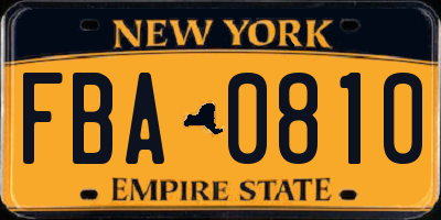 NY license plate FBA0810