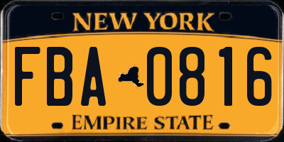NY license plate FBA0816