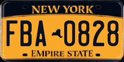 NY license plate FBA0828