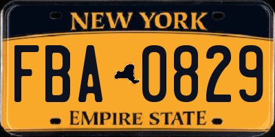 NY license plate FBA0829