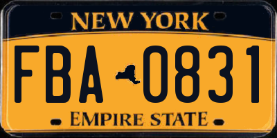 NY license plate FBA0831