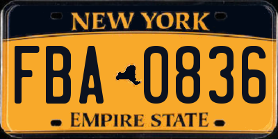 NY license plate FBA0836