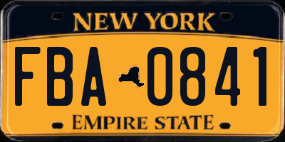 NY license plate FBA0841