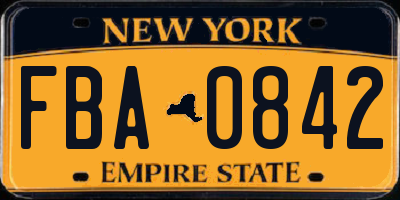 NY license plate FBA0842