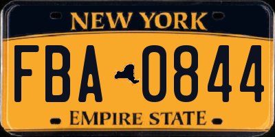 NY license plate FBA0844