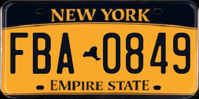 NY license plate FBA0849