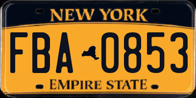 NY license plate FBA0853