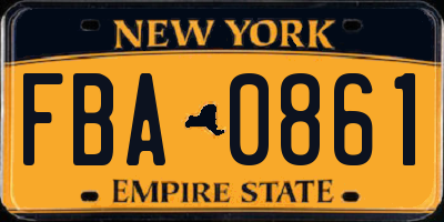 NY license plate FBA0861