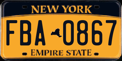 NY license plate FBA0867