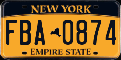 NY license plate FBA0874