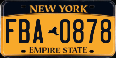NY license plate FBA0878