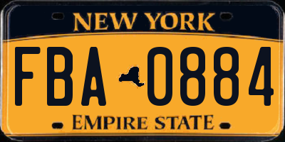 NY license plate FBA0884