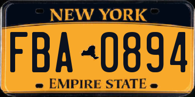 NY license plate FBA0894