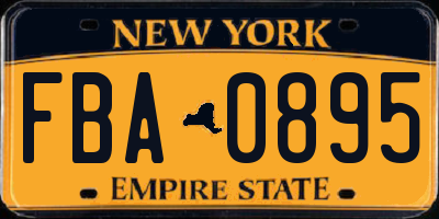NY license plate FBA0895