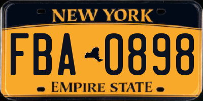NY license plate FBA0898