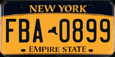 NY license plate FBA0899