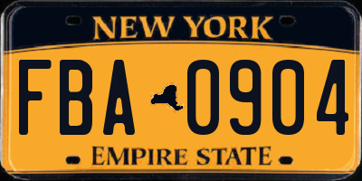 NY license plate FBA0904