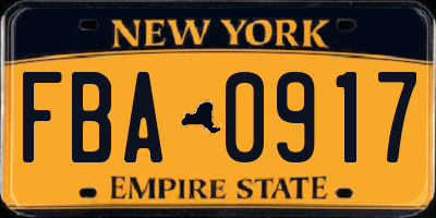 NY license plate FBA0917
