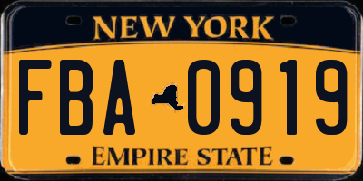 NY license plate FBA0919