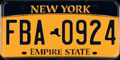 NY license plate FBA0924