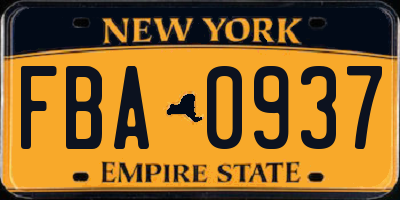 NY license plate FBA0937