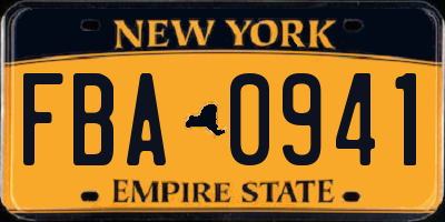 NY license plate FBA0941