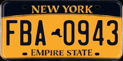 NY license plate FBA0943