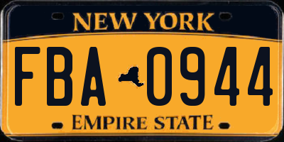 NY license plate FBA0944