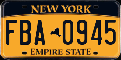 NY license plate FBA0945